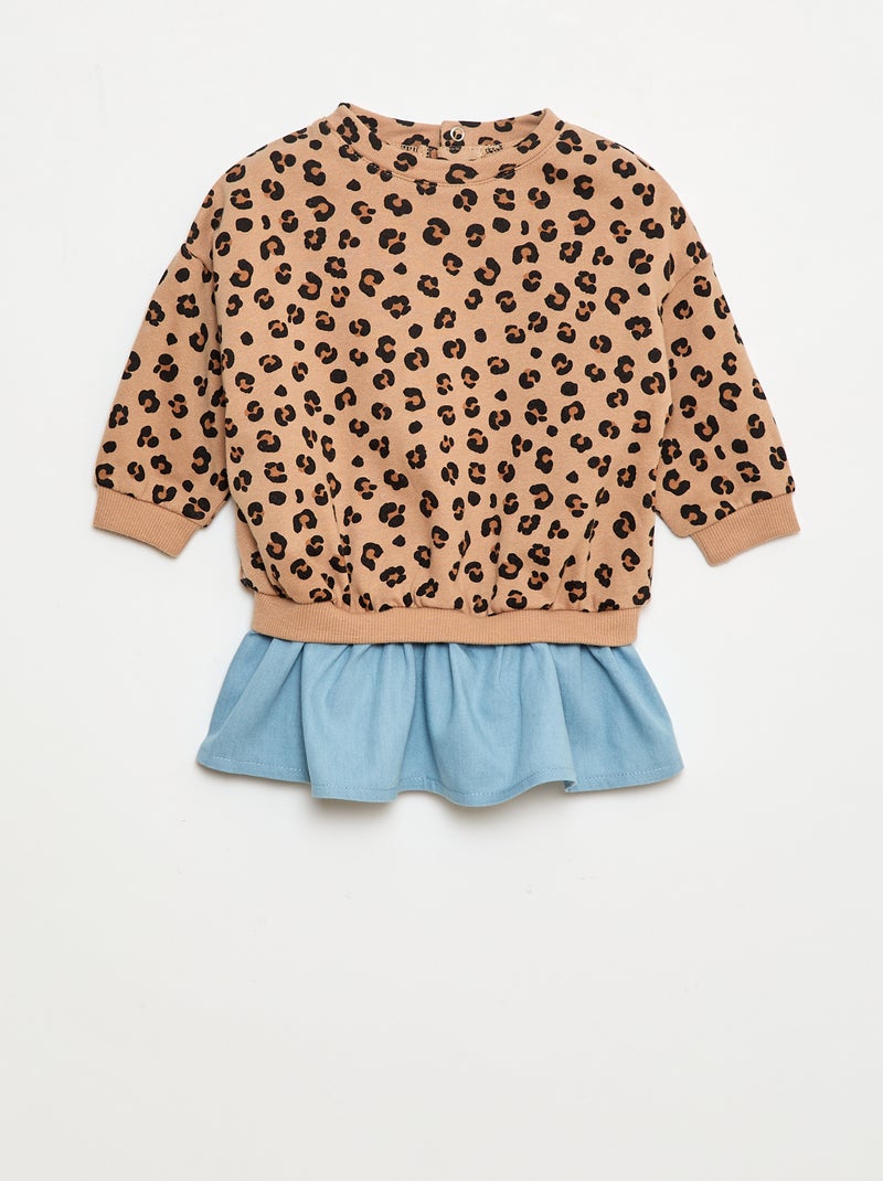 Robe sweat avec effet 2 en 1 à la base Beige - Kiabi