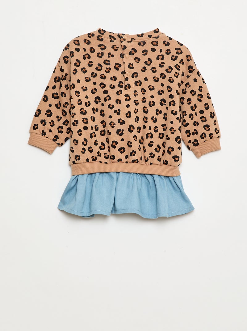 Robe sweat avec effet 2 en 1 à la base Beige - Kiabi