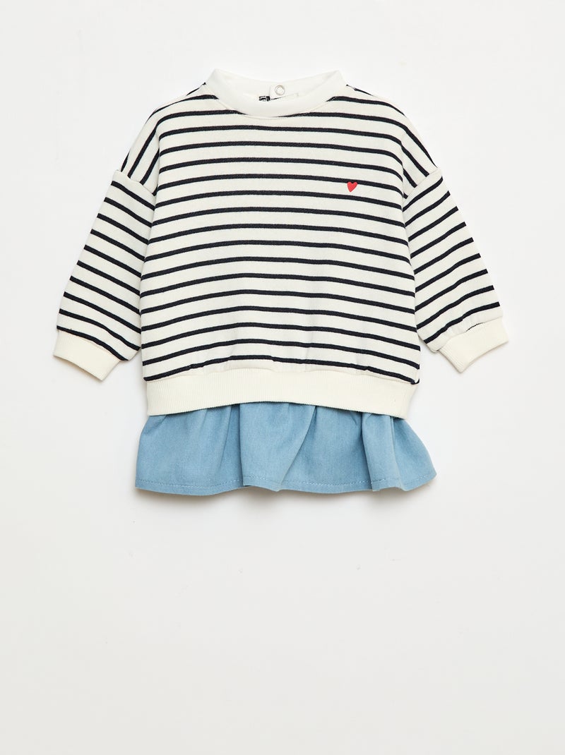 Robe sweat avec effet 2 en 1 à la base Blanc - Kiabi