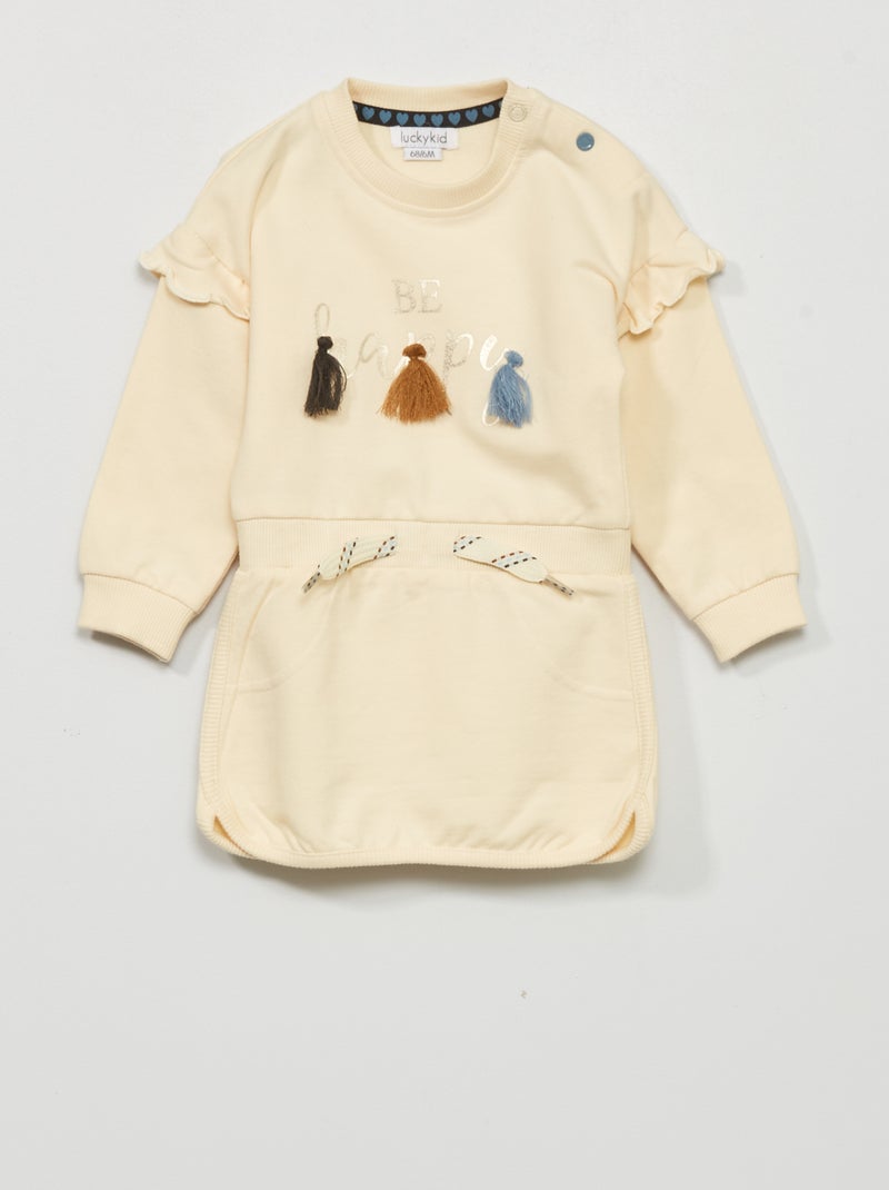 Robe sweat avec imprimé devant Beige - Kiabi