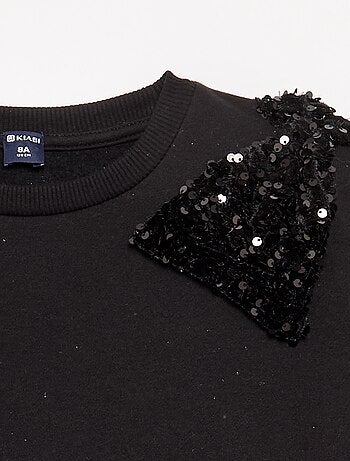 Robe sweat avec jupe en velours à sequins