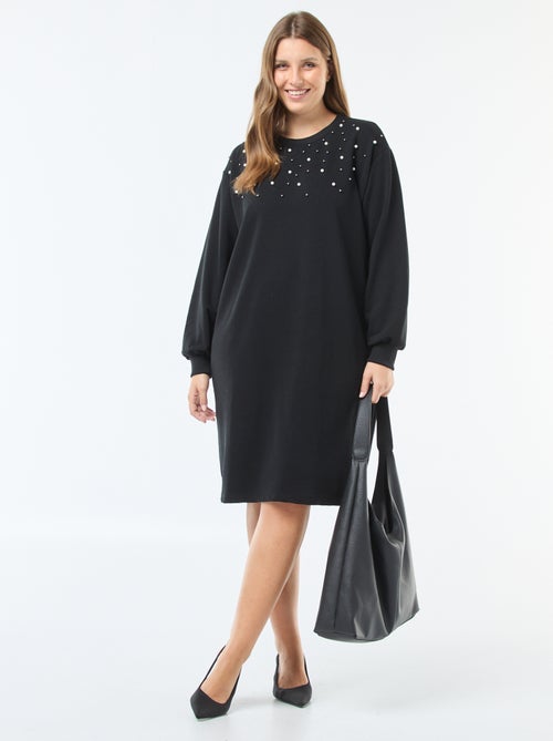 Robe sweat avec perles fantaisies 'Only Carmakoma' - Kiabi
