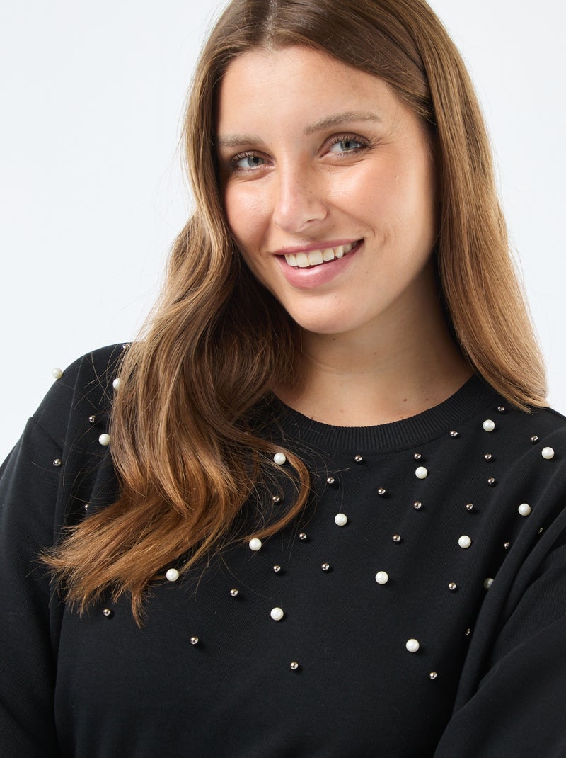 Robe sweat avec perles fantaisies 'Only Carmakoma' Noir - Kiabi
