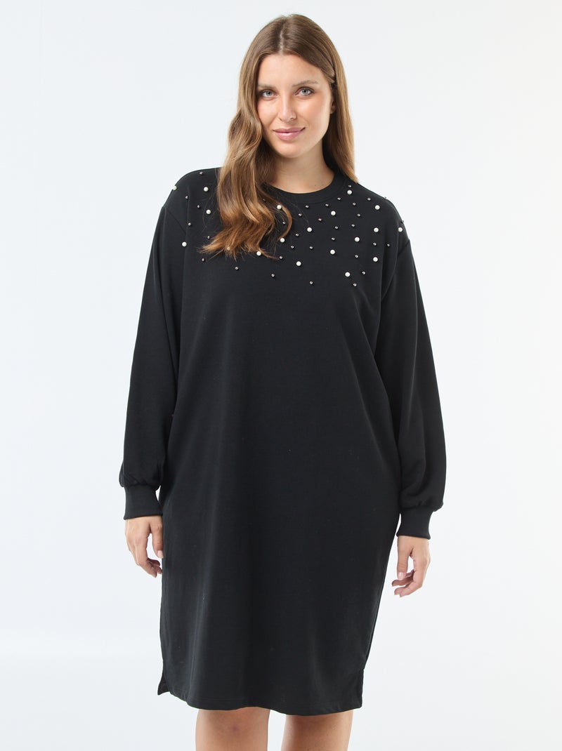 Robe sweat avec perles fantaisies 'Only Carmakoma' Noir - Kiabi
