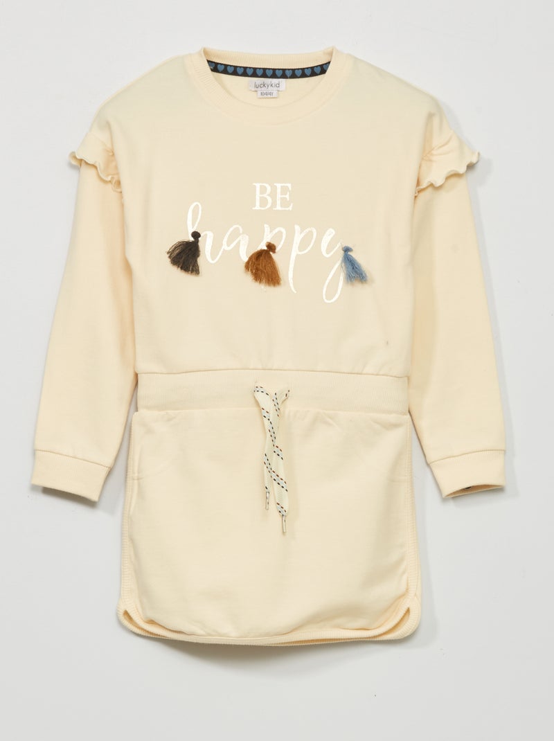 Robe sweat 'Be happy' Beige - Kiabi