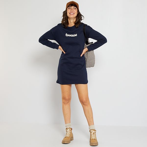 Robe sweat femme - bleu marine - Kiabi - 15,00€