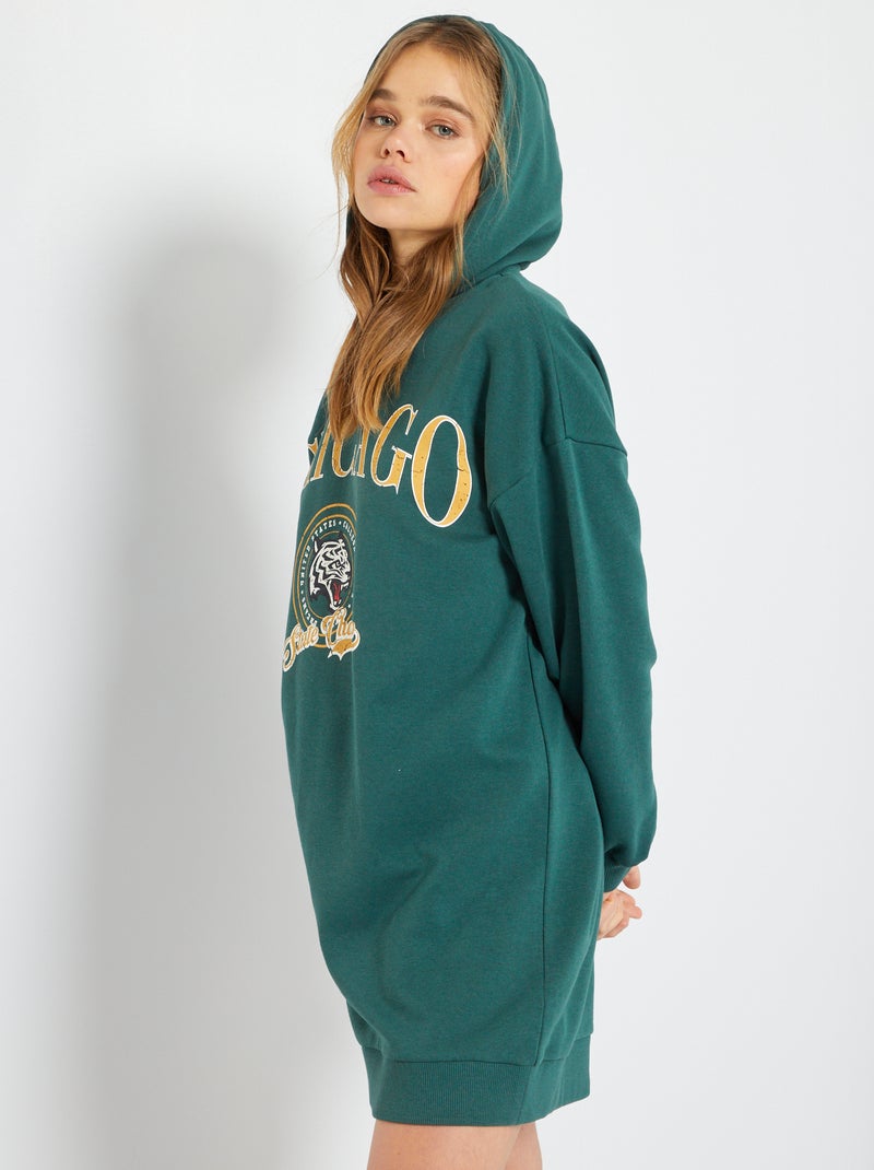 Robe sweat 'chicago' à capuche Vert - Kiabi
