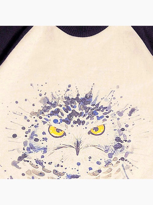 Robe Sweat   Coton  et  Imprimé Chouette  THE OWL - La Faute à Voltaire - Kiabi