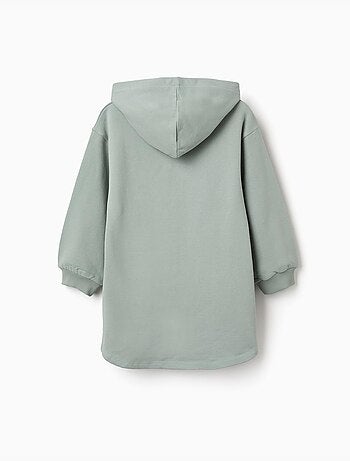 Robe sweat en coton peigné à capuche et imprimé Stitch