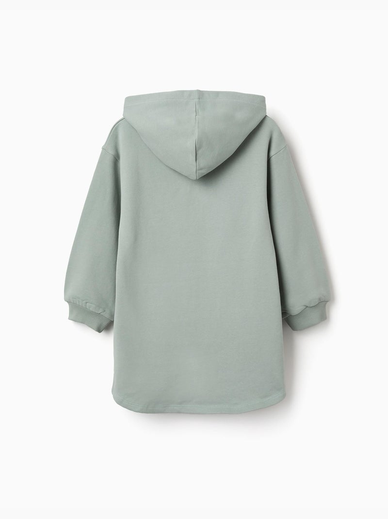 Robe sweat en coton peigné à capuche et imprimé Stitch Vert - Kiabi