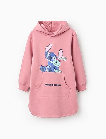 Robe-Sweat en coton polyester peigné avec Capuche Lilo et Stitch