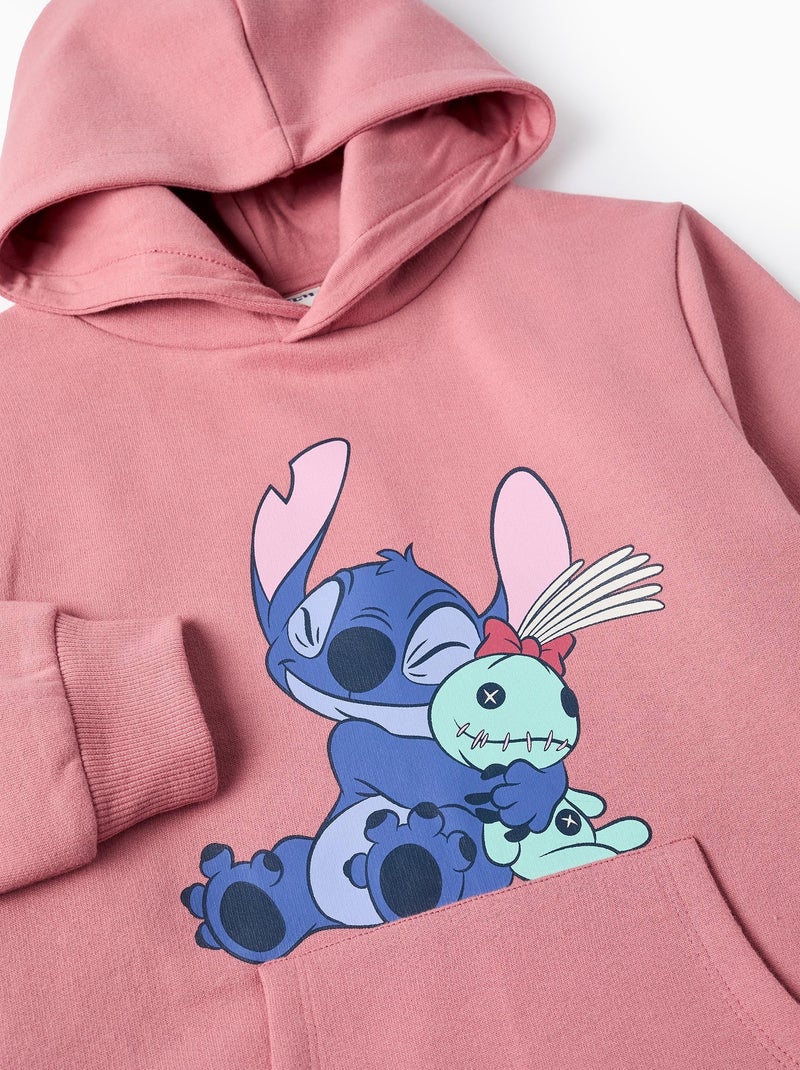 Robe-Sweat en coton polyester peigné avec Capuche Lilo et Stitch Rose - Kiabi