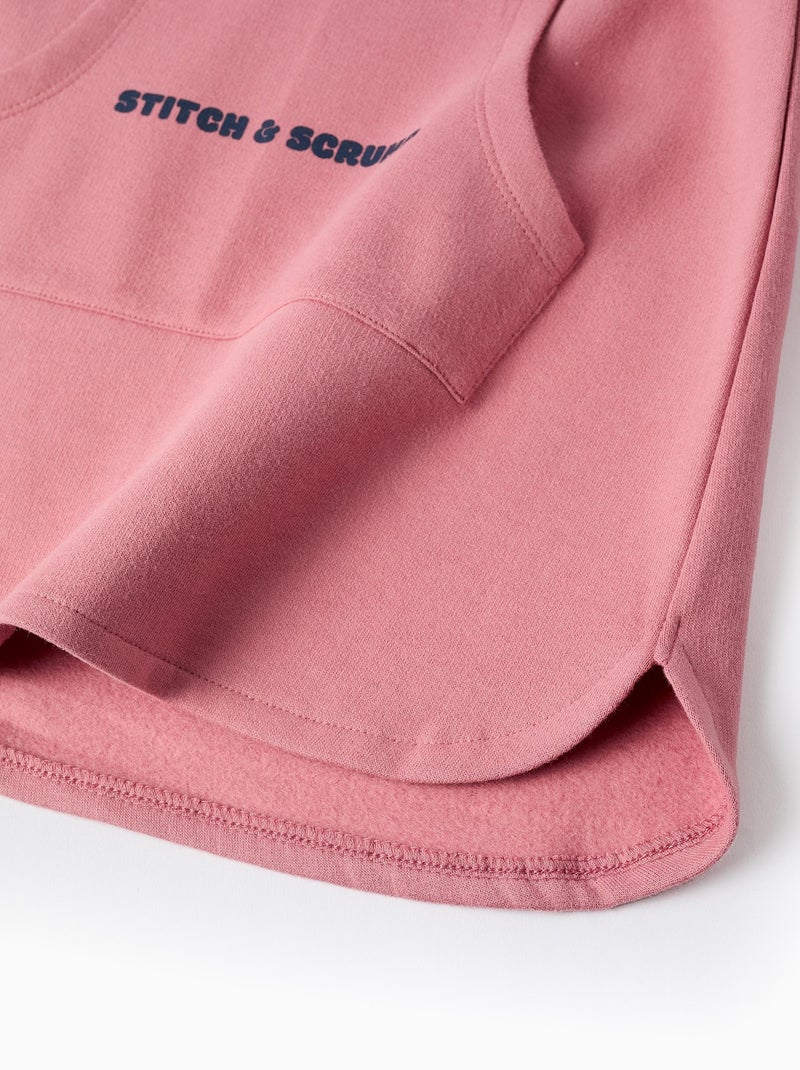 Robe-Sweat en coton polyester peigné avec Capuche Lilo et Stitch Rose - Kiabi