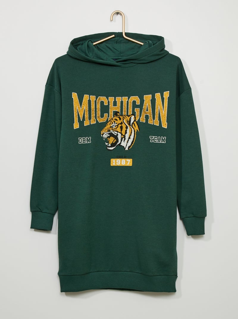 Robe sweat en molleton à capuche Vert - Kiabi