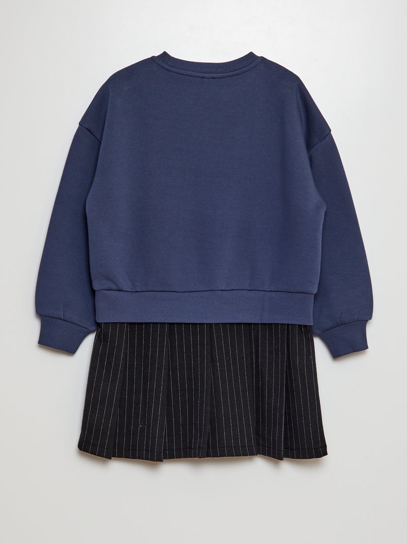 Robe sweat en molleton avec inscription en relief et pailletée Noir - Kiabi