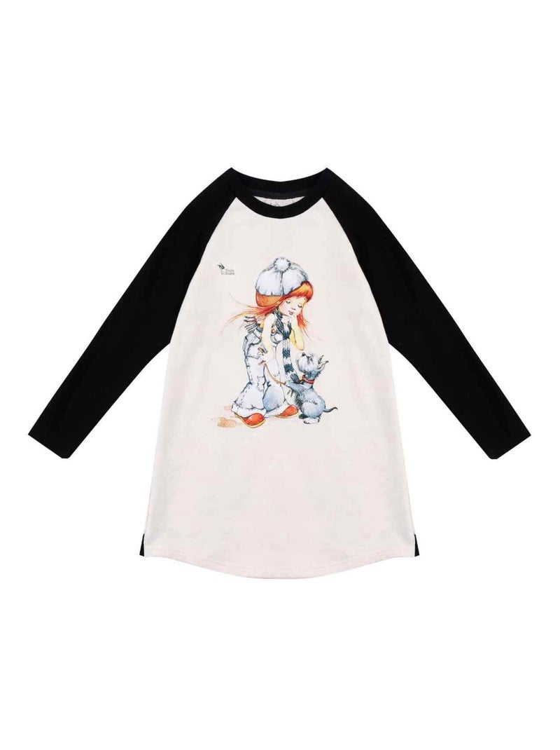 Robe Sweat    et  Dessin Poulbot  BABY - La Faute à Voltaire Noir Beige - Kiabi