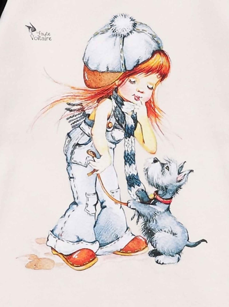 Robe Sweat    et  Dessin Poulbot  BABY - La Faute à Voltaire Noir Beige - Kiabi