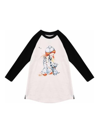 Robe Sweat Fille  Beige Noir Dessin Poulbot  BABY - La Faute à Voltaire