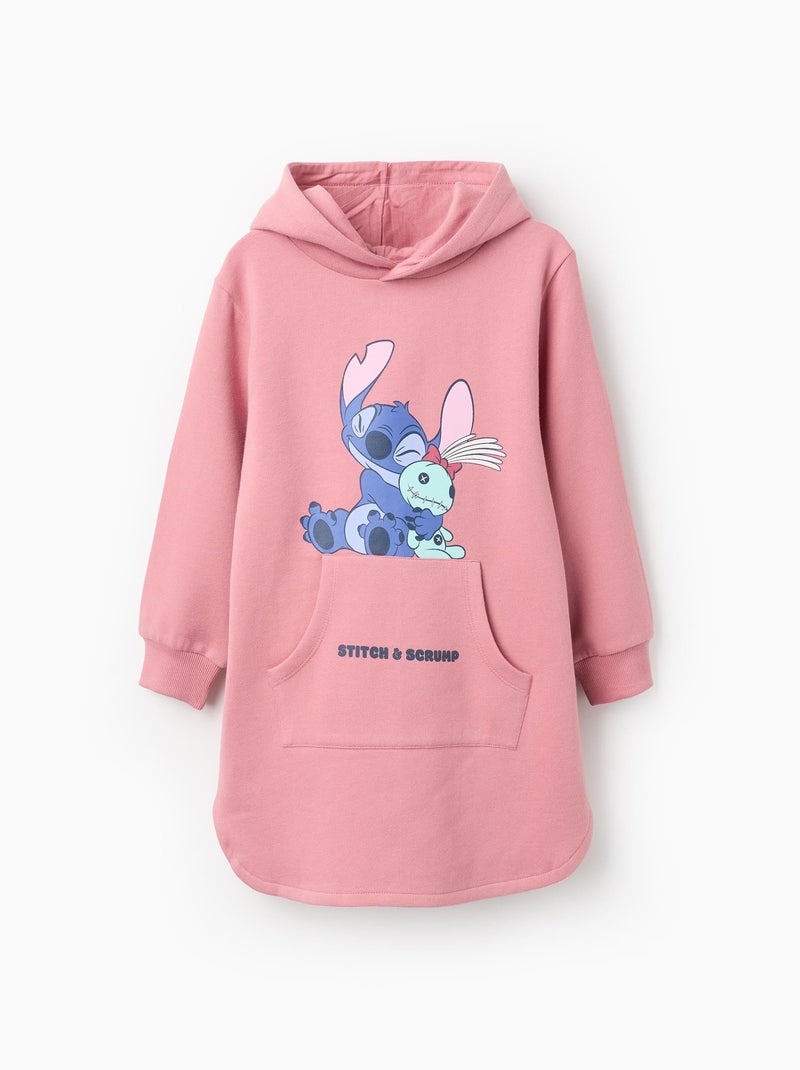 Robe-Sweat Grattée avec Capuche Lilo et Stitch Rose - Kiabi