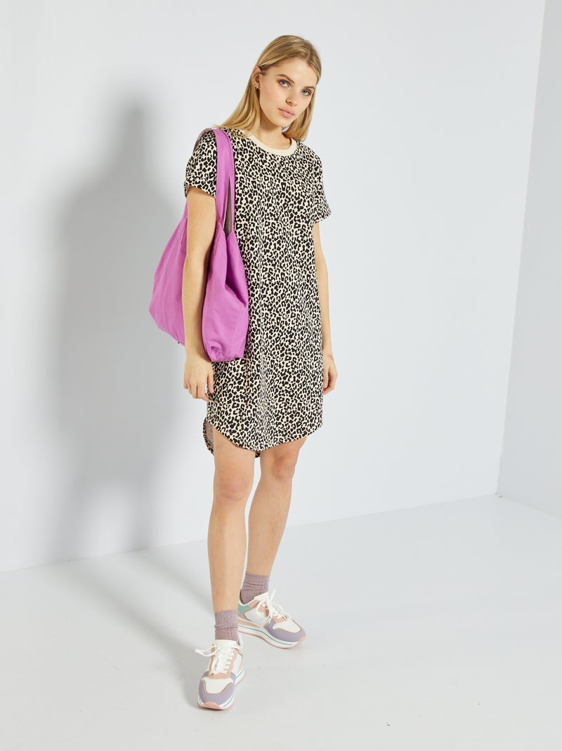 Robe sweat 'JDY' avec imprimé Beige/noir - Kiabi