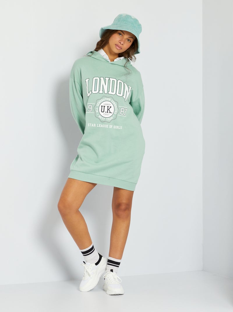 Robe sweat 'London' vert amande - Kiabi
