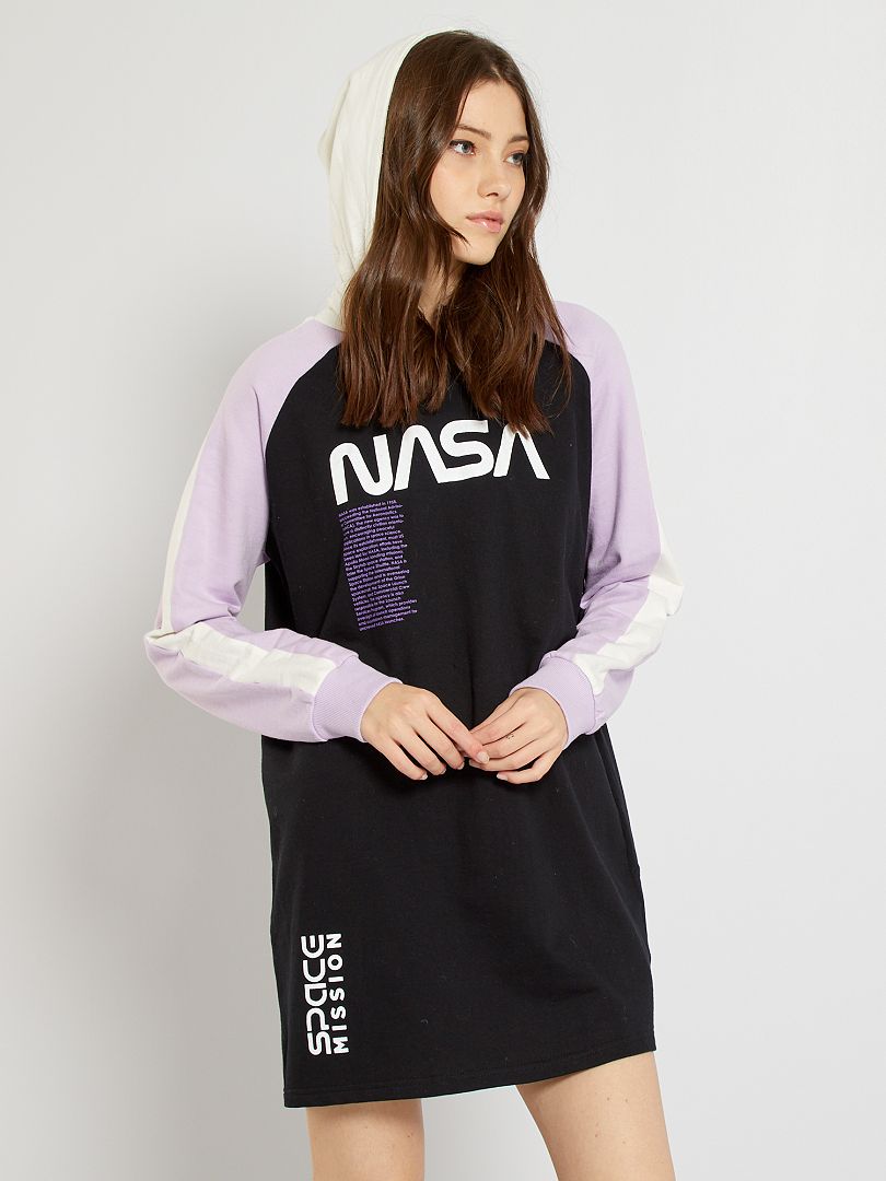 Robe sweat 'NASA' noir/blanc/violet - Kiabi
