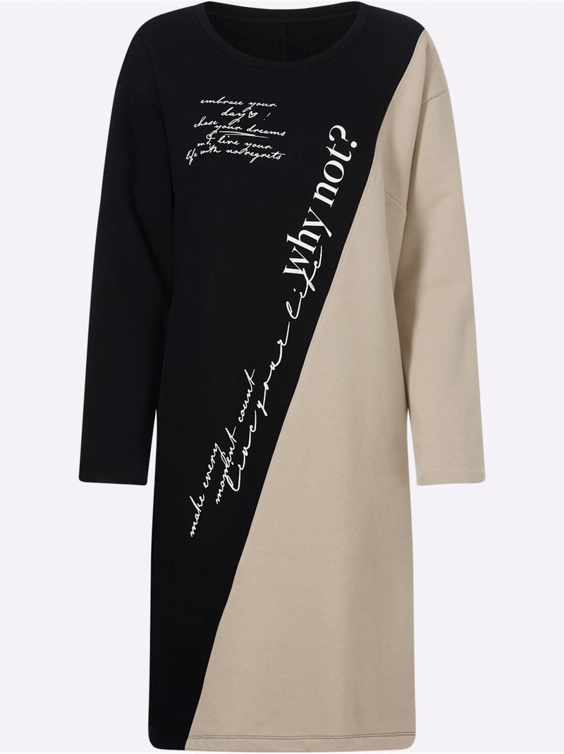 Robe Sweat Qualité Coton Doux Sur La Peau - Taille Standard - Helline Noir Ecru Noir - Kiabi
