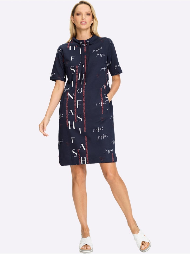 Robe Sweat Ravissant Tissu Imprimé - Taille Standard - helline Bleu Ecru - Kiabi