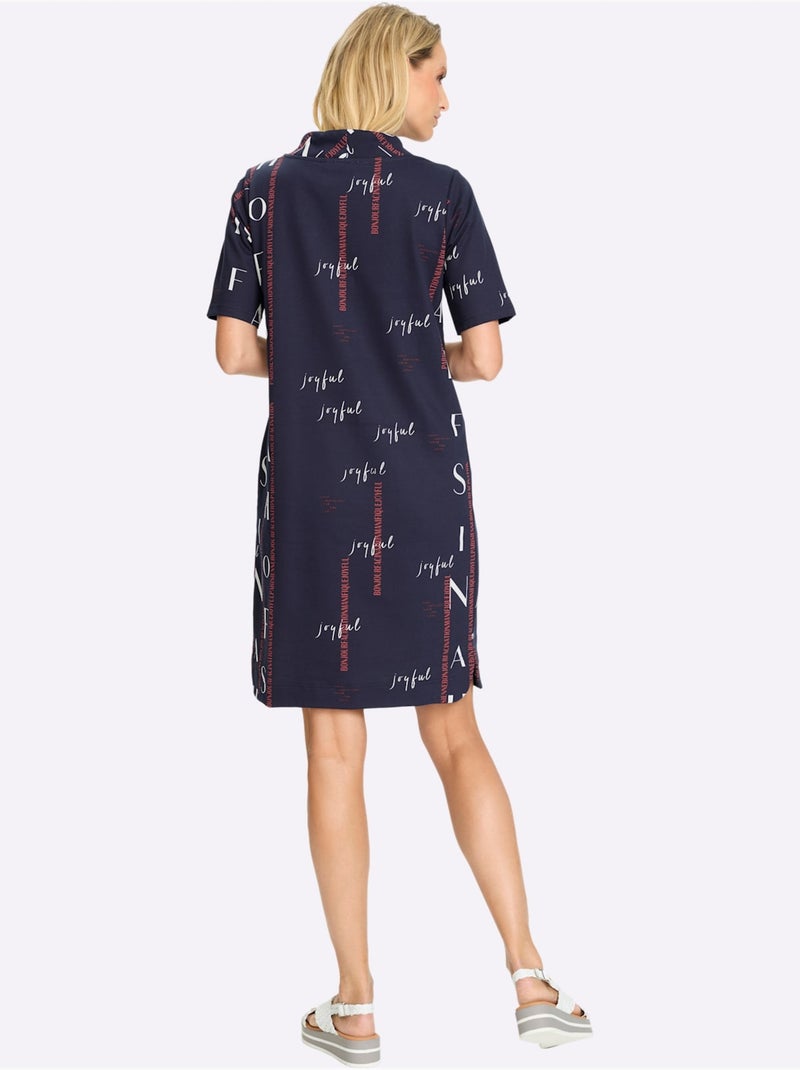 Robe Sweat Ravissant Tissu Imprimé - Taille Standard - helline Bleu Ecru - Kiabi