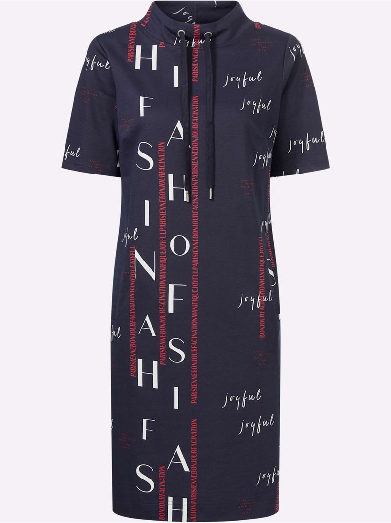 Robe Sweat Ravissant Tissu Imprimé - Taille Standard - helline Bleu Ecru - Kiabi