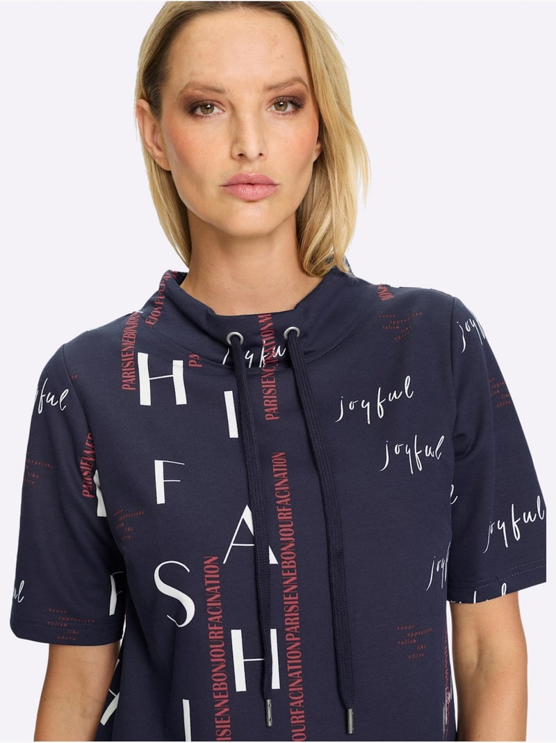 Robe Sweat Ravissant Tissu Imprimé - Taille Standard - helline Bleu Ecru - Kiabi