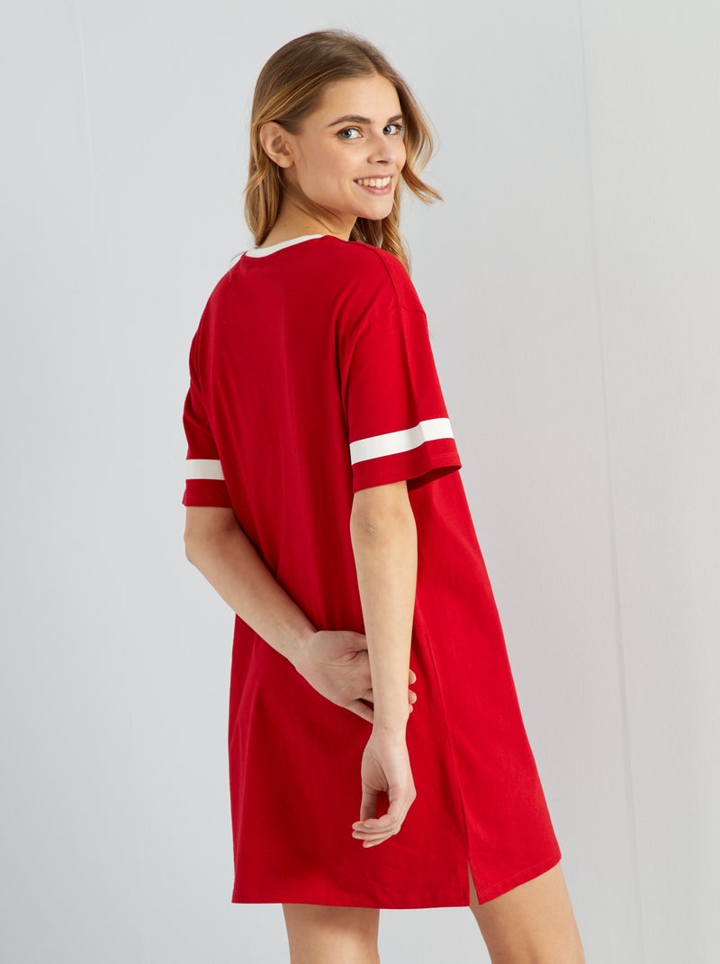 Robe t-shirt avec imprimé placé devant Rouge/blanc - Kiabi