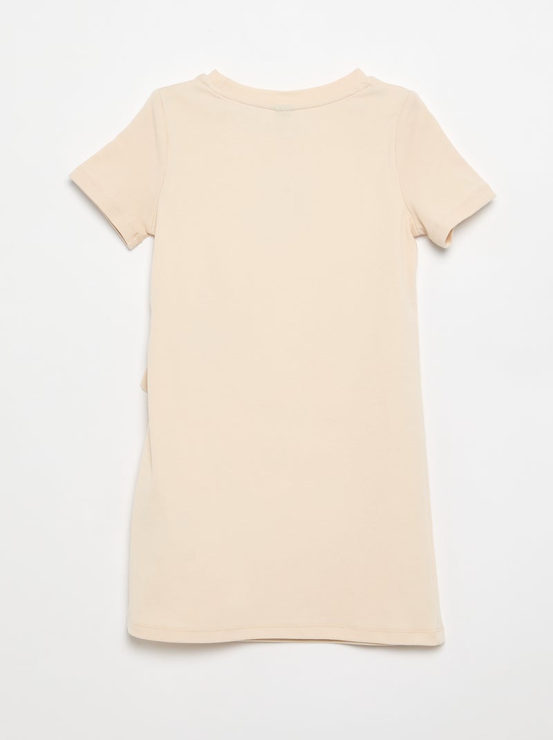 Robe T-shirt avec nœud sur le côté Beige - Kiabi