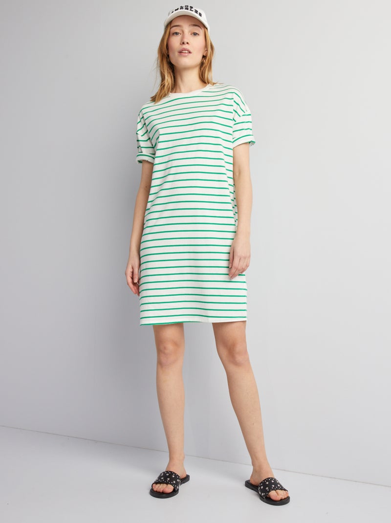 Robe t-shirt Blanc/vert - Kiabi