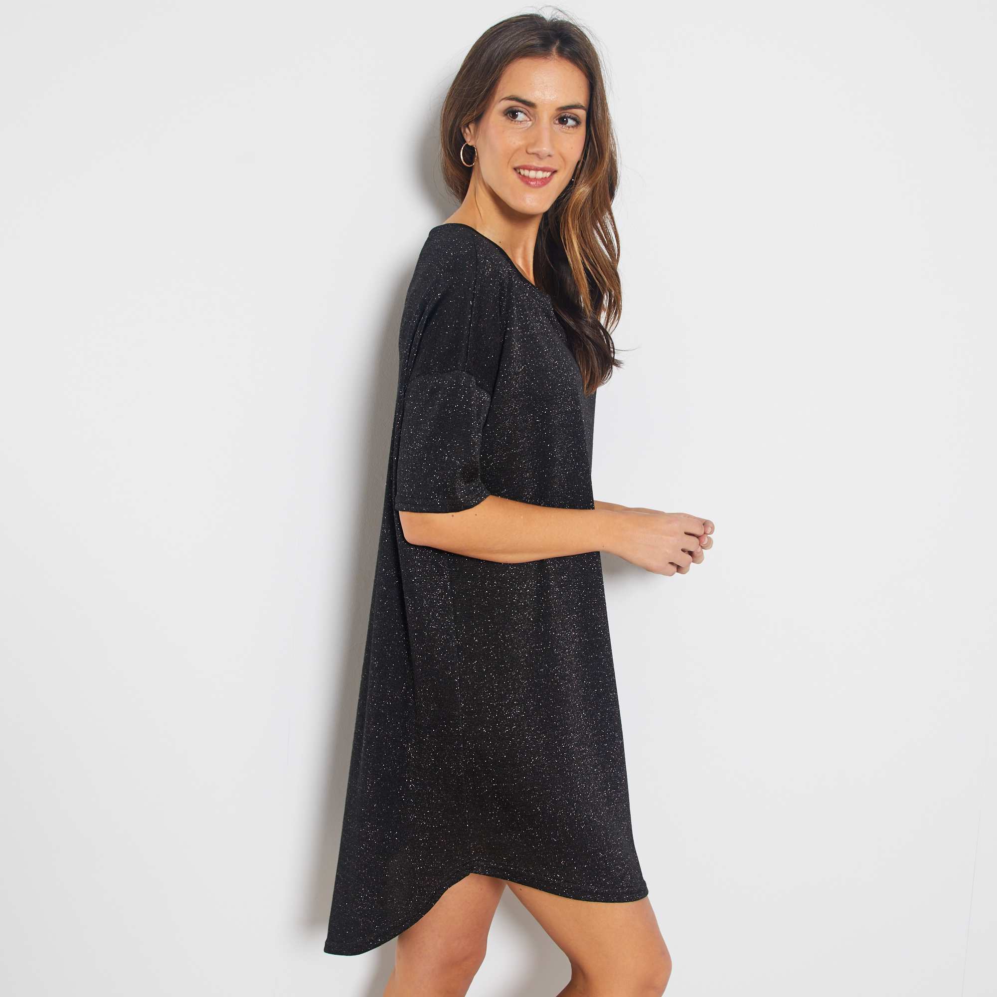 Robe t-shirt brillante Femme - noir - Kiabi - 20,00€
