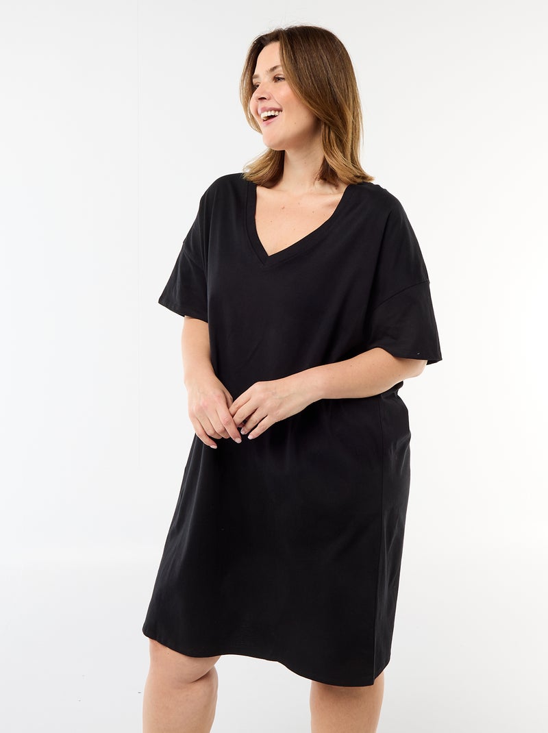 Robe t-shirt courte à manches courtes Noir - Kiabi