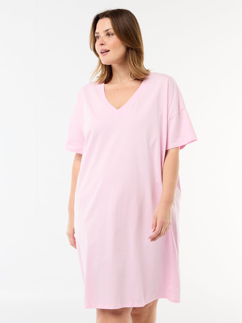 Robe t-shirt courte à manches courtes Rose - Kiabi