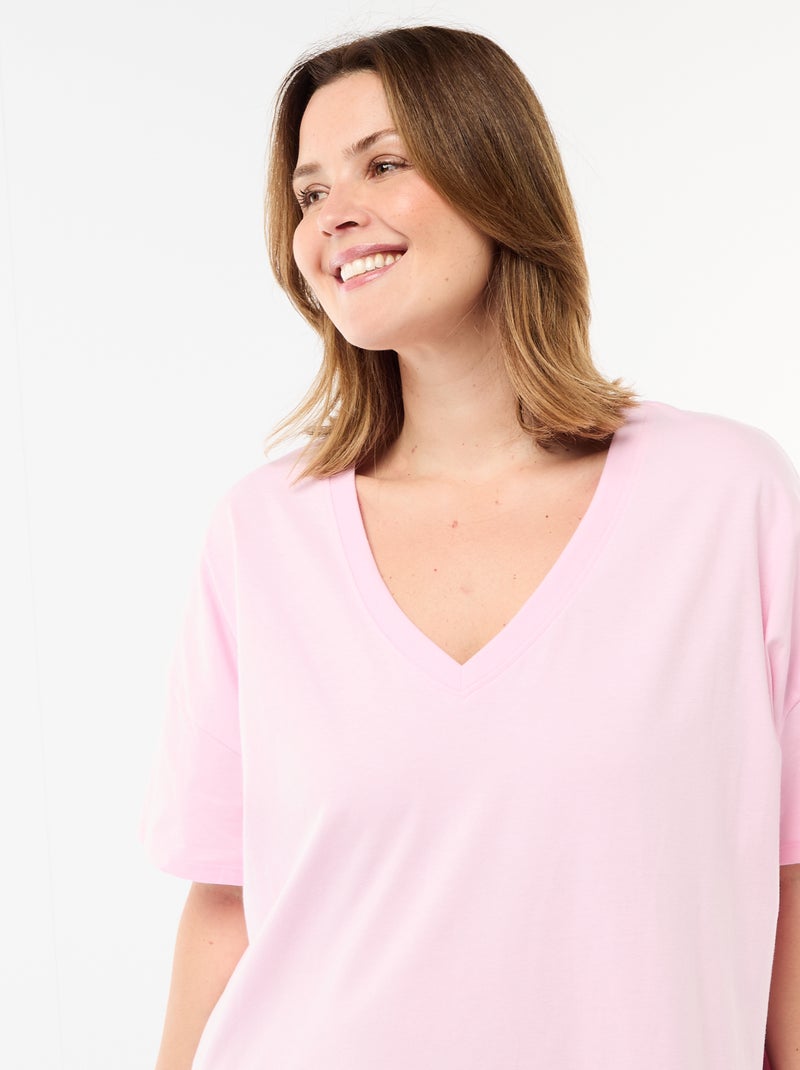Robe t-shirt courte à manches courtes Rose - Kiabi