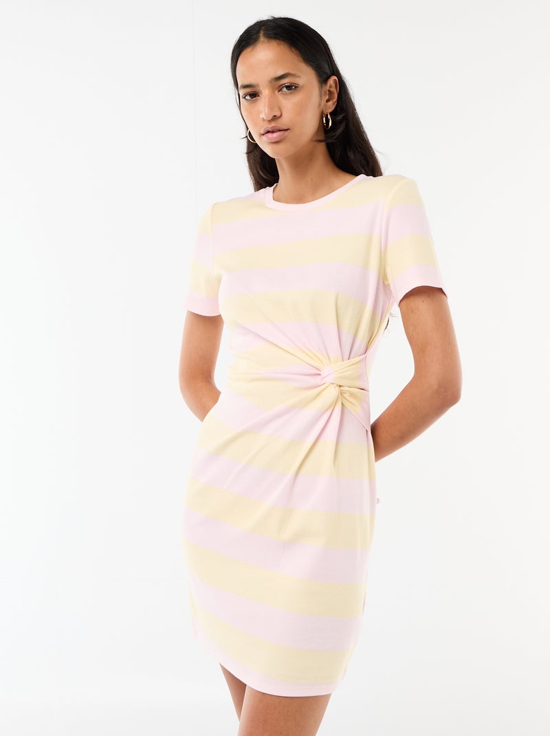 Robe t-shirt courte avec nœud fantaisie Rose - Kiabi