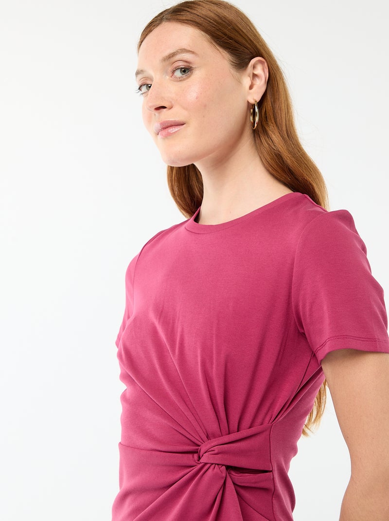 Robe t-shirt courte avec nœud fantaisie Rouge - Kiabi