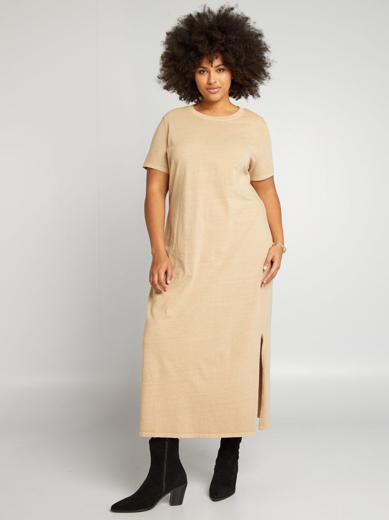 Robe t-shirt effet délavé Beige - Kiabi