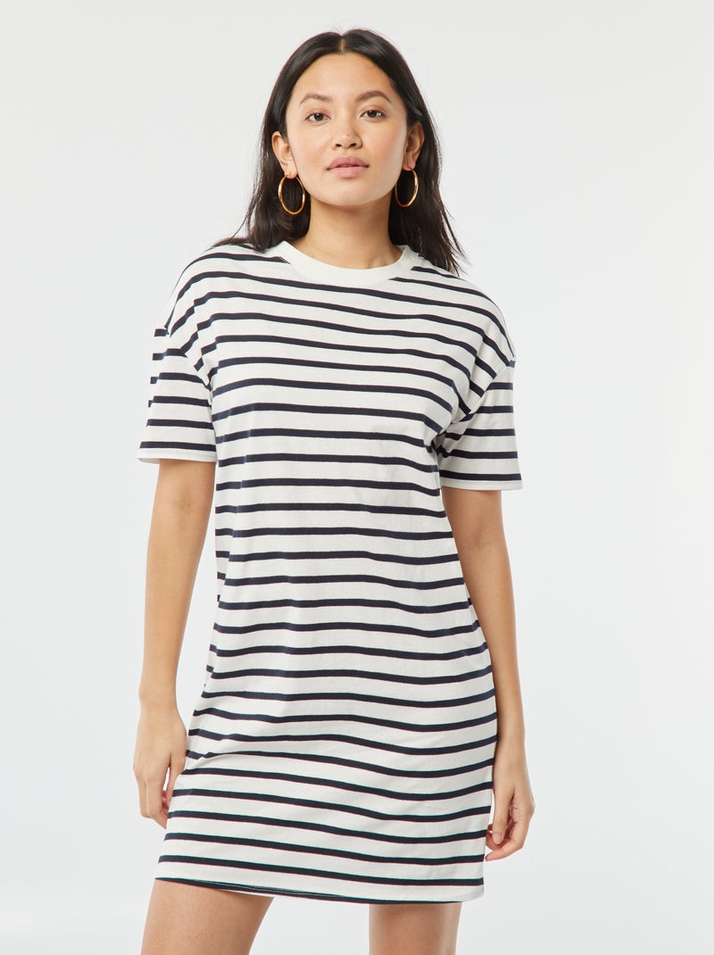 Robe t-shirt en coton BLANC - Kiabi
