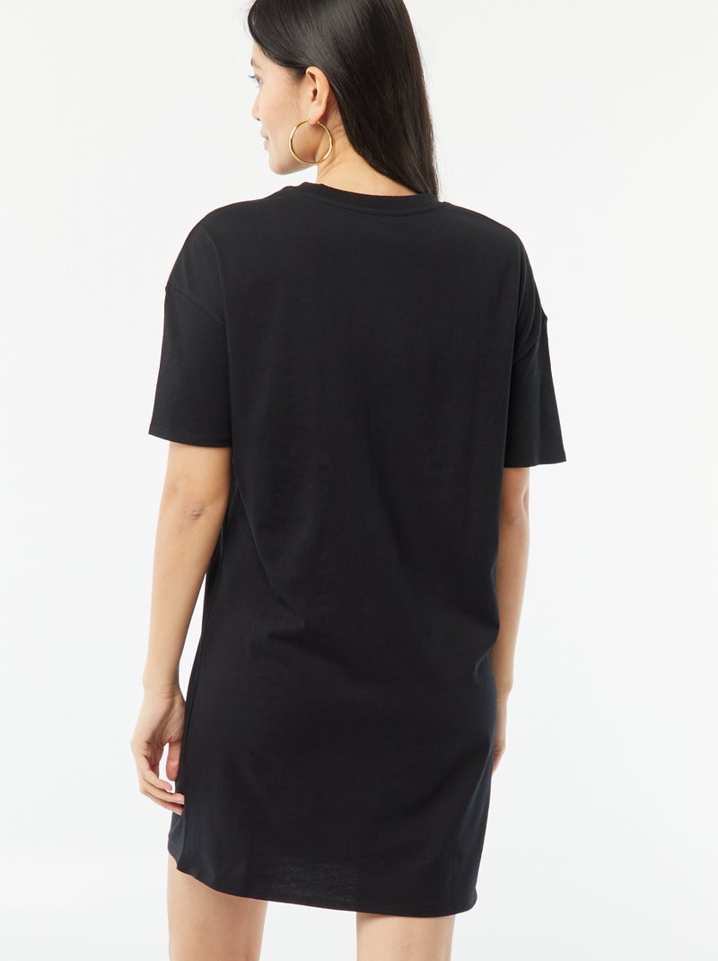 Robe t-shirt en coton noir - Kiabi