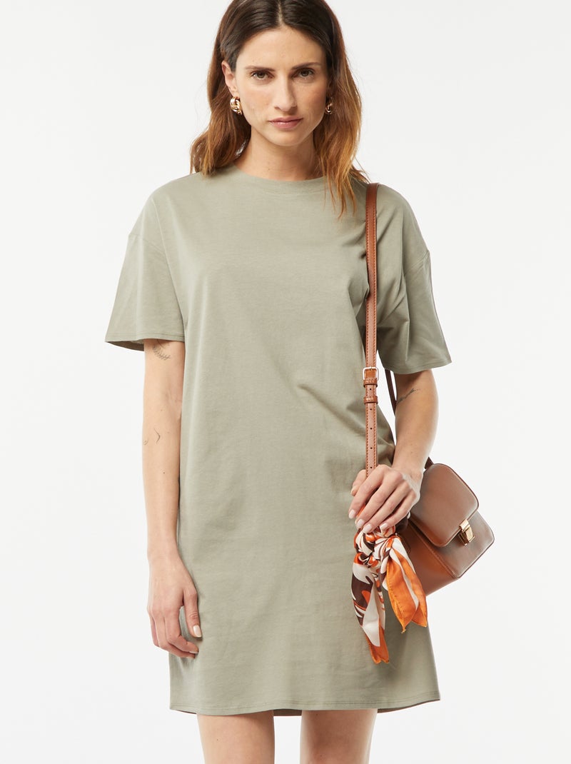 Robe t-shirt en coton VERT - Kiabi