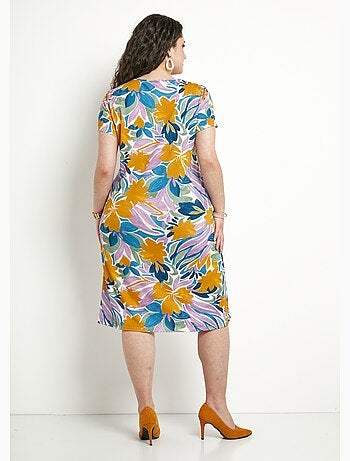 Robe T-shirt fleurie manches courtes - Afibel