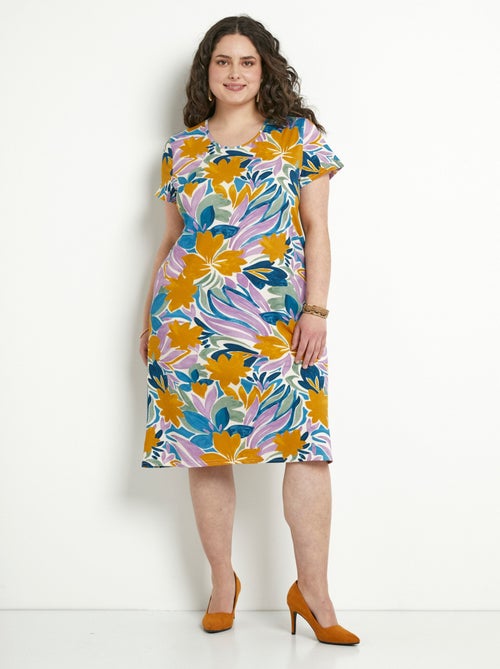 Robe T-shirt fleurie manches courtes - Afibel - Kiabi