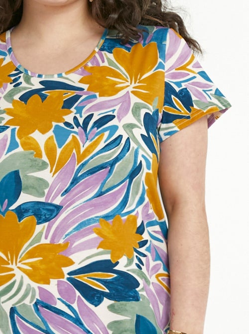 Robe T-shirt fleurie manches courtes - Afibel - Kiabi