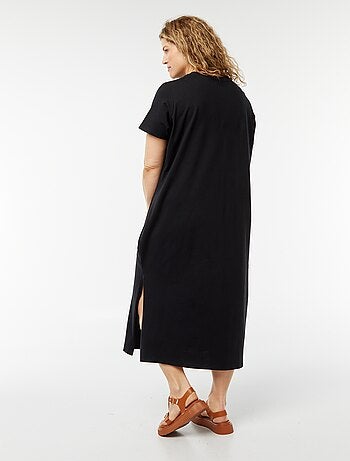 Robe t-shirt longue à manches courtes unie