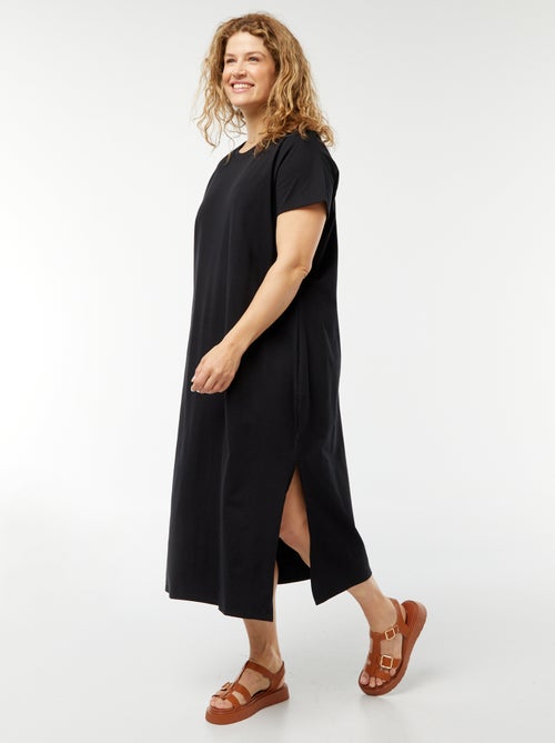 Robe t-shirt longue à manches courtes unie - Kiabi