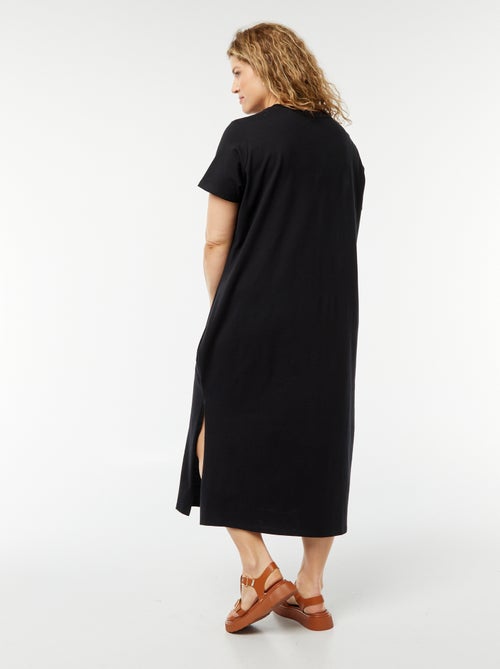 Robe t-shirt longue à manches courtes unie - Kiabi